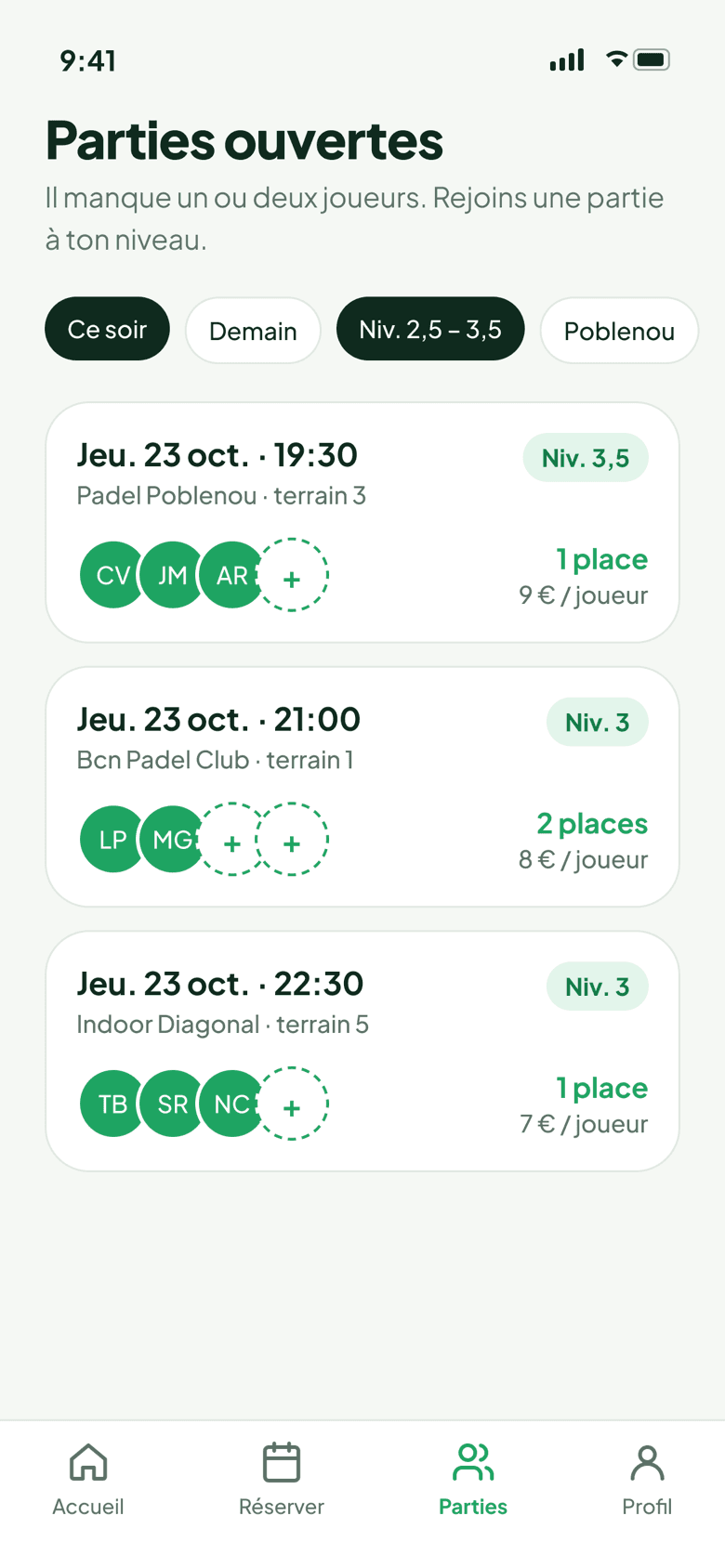 Parties ouvertes à ton niveau